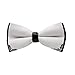 Hello Tie Men's Self-Tie Double Color Cotton Bowtie Luxury Bow Ties With Silver Edge-White