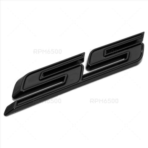 Image of 2Pcs Slant SS Emblems Side Car Badge Decal Compatible with Chevy Camaro Impala Malibu Holden 2010-2026 (Glossy Black)