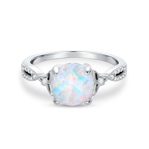 2CT Round Cut Opal Engagement Rings 925 Sterling Silver Celtic Knot Genuine Opal Wedding Ring with 5A Cubic Zirconia for Women2