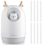 300 ML Portable USB Cool Mist Humidifier Mini Humidifiers with 7 Colors LED Light Auto Shut Off Humidifier Adjustable Mist Mode Quiet Air Humidifier for Bedroom Home Office Vehicle (White)