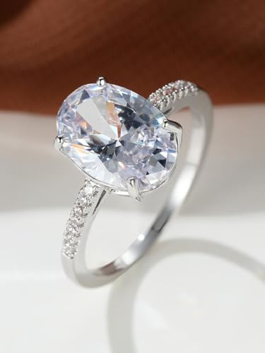 1PC 5CT Sparkle Oval BBroken Zircon Engagement Sterling Silver RingMaterial Wedding Band For Women Promise Eternity Fine Jewelry Gift(White Gold,7)2