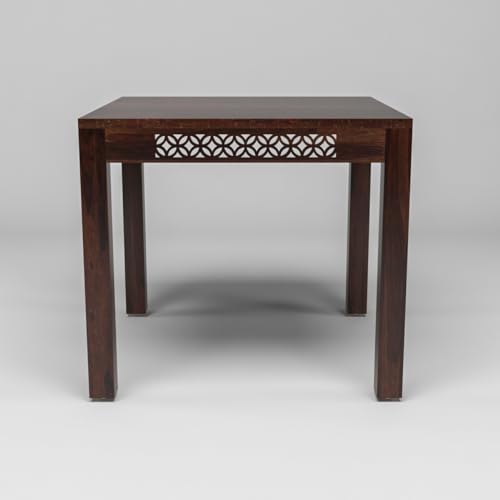 Image of Solid Sheesham Wood 2 Seater Dining Table Set with Cushioned Chairs for Dining Room | Living Room | Home & Office | Hotels Restaurant & Cafe (2 Seater, Walnut A)