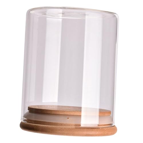IMIKEYA Vaso di vetro trasparente per la conservazione degli alimenti con coperchio ermetico in bambù e silicone contenitore per zucchero e sale da cucina compatto e durevole