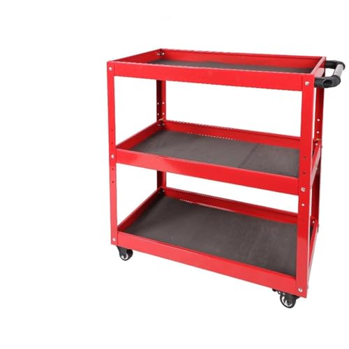 Image of Heavy-Duty 3-Tier Rolling Tool Cart Utility Caddy for Auto Repair and Workshop Storage with Wheels - Perfect for Retail and Garage Use