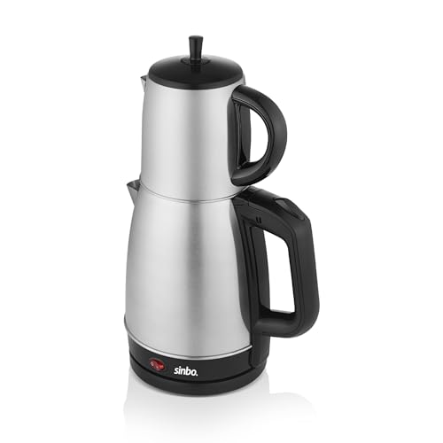 Sinbo STM-5831 Çelik Elektrikli Çay Makinesi Inox Çaycı 2-in-1 Demlik Su Isıtıcı 1600W Otomatik Kapama