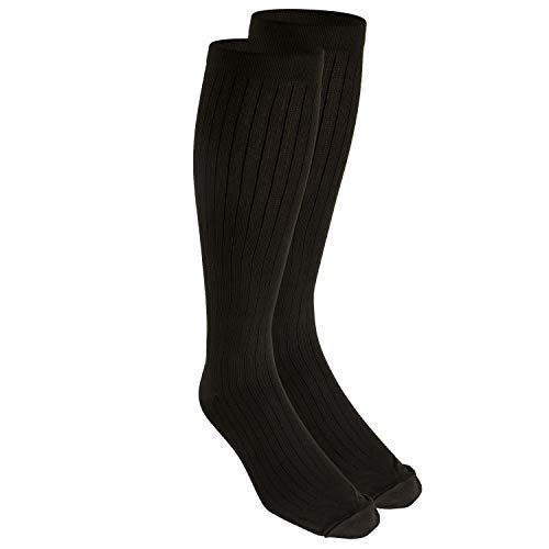 Image of NuVein Men's Compression Socks, 8-15 mmHg Support, Dress Trouser Style, Over Calf Knee High, Brown, Small
