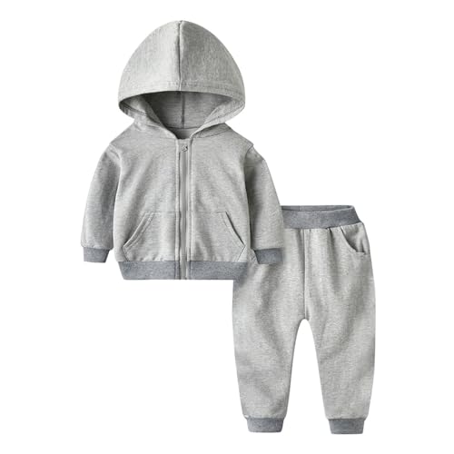Toddler Girls Boys 2pc Tracksuit Athletic Sweatsuits Sets Zip Up Hooded Sweatshirt Jogger Sweatpants Kids Clothing Sets Fall
