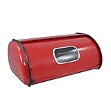 Modern Red Metal Clear Front Window Rolltop 2 Loaf Bread Box/Storage Bin - MyGift