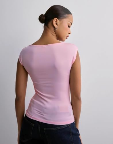 Image of SIGHTBOMB Ultra Soft Fabric Afford LUX Edition Double Layered Boat Neck Folded Cap Sleeves SOFTLINE Cuddle TOP for Women
