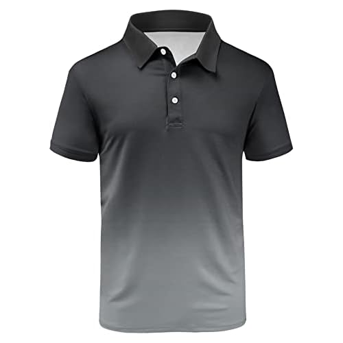 V VALANCH Mens Golf Polo Shirts Short Sleeve Moisture Wicking Golf Polo Shirts Collared Athletic Tennis Shirt Medium Q034-black Gray