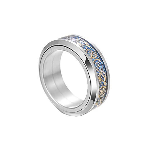 Image of HIJONES Unisex Carbide Fiber Celtic Dragon Spinner Ring Stainless Steel Wedding Spins Band