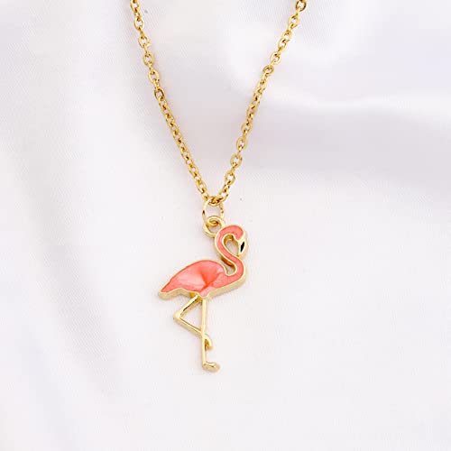 FUSTMW Pink Flamingo Necklace Gifts Flamingo Lover Gifts Flamingo Bird Pendant Necklace Flamingo Jewelry for Women 5