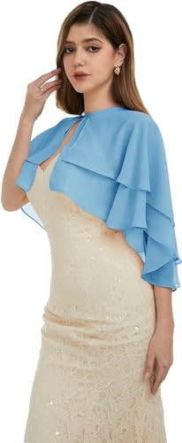 Prom Evening Dresses with Double Chiffon Shawl for Women Exquisite Translucency2