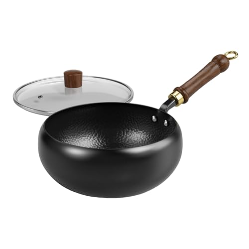 Wok de hierro sin recubrimiento, grande, cuerpo sólido