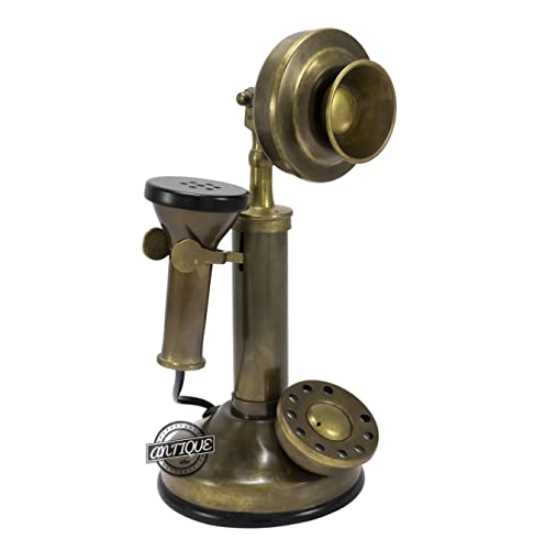 Antique Decor Candlestick Telephone Non-Working Rotary Dial Home Decor Desktop