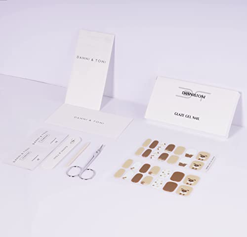 Danni & Toni Semi Cured Gel Nail Strips (Fur Baby) Doggy Gel Nail Stickers Gloss Nail Polish Strips 28 Stickers #TOP4