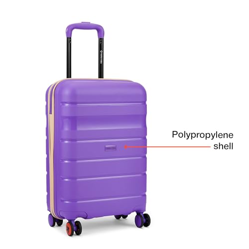 Image of Nasher Miles Jupiter Hard-Sided Polypropylene Cabin Luggage 20 inch | 55cm | 8 Wheels Small Trolley Bag for Travel | Suitcase (Purple)