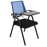Folding Chair with Desk Attached Adults Stackable Conference Room Chairs Foldable Computer Desk Chair with Tablet Arm Writing Board Mesh Guest Reception Chair for Meeting, Training