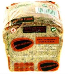 Pan Integral con Linaza, Rico en Fibra, 350 g. Pack de 4