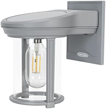 Illuminate Your Evenings with These Solar Coach Lanterns Outdoor 5 Gama Sonic Solar Coach Wall Lantern, Outdoor Solar Lamp with Edison Bulb and Glass Dome, Gray (1BE40810)