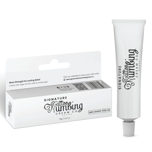 Signature Numbing Cream with 5% Lidocaine – Maximum Strength Topical Anesthetic for Pain Relief, Burn, Itching – Local and Anorectal Uses - Best Hemorrhoid Treatment (Signature Tattoo Cream 10g)