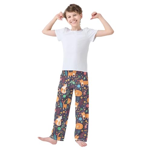 Boys' Pants Colorful Funny Animal Cats Fish Floral Long Bottoms Jogger Pants Elastic Waist Trousers with Pockets S-XL2