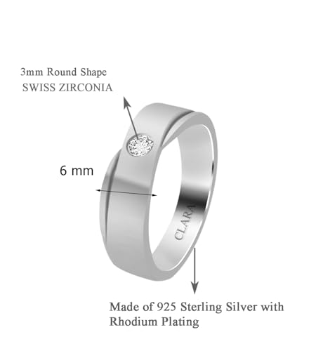 Image of Clara Made with Swiss Zirconia The Fermin 925 Sterling Silver Ring Gift for Men & Boys