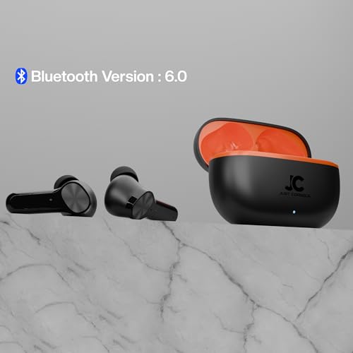 Image of JUST CORSECA Sounddrum Wireless Earbuds | Bluetooth 6.0 | 10mm Dynamic Drivers | 40H Playtime | Type-C Fast Charging | Smart Touch Control | Deep Bass & Clear Calls | Lightweight TWS Earbuds (Black)