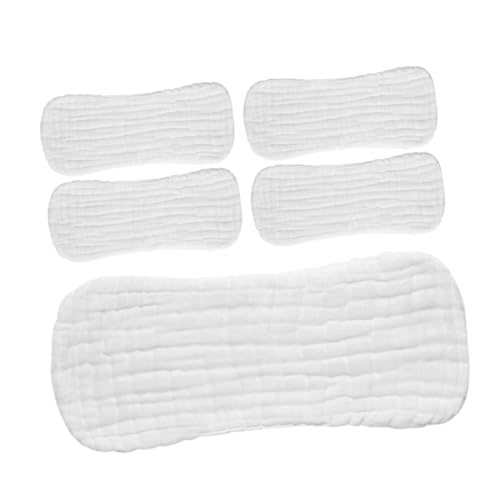 BEBEMOKO 5pcs Baby Newborn Reusable Muslin Diapers Washcloths Dog Diaper White Burp Cloths Cotton Liners for 0-3 Months
