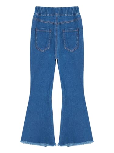 Flared Jeans for Girls Elastic Waistband Crisscross Bell-Bottom Casual Denim Pants4