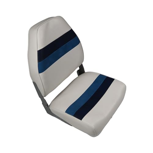 Horizon Manufacturing Premium Series Pontoon Fold Down Boat Seat 3008-AADK White/Navy/Blue