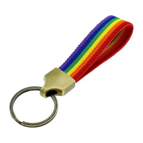 BDM LGTB-Flaggen-Stoff-Schlüsselanhänger, Regenbogenfaden-Flaggen-Schlüsselhalter, Ring mit Pride-Flagge, Original-Accessoire.