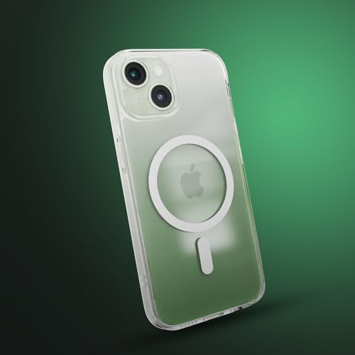 Image of Vaku Luxos Thermoplastic Polyurethane Back Cover Case For iPhone 15 Plus Scratch Resistant Slim Fit Protective Design Military-Grade Protection Compatible With Mag-Safe Wireless Charging-Green
