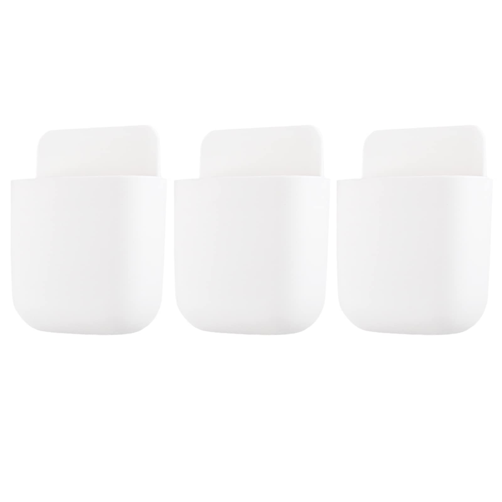 Remote Control Holders 3 Pcs, White Wall Mount Remote Holders, ABS Plastic Hole-Free Self Adhesive Wall Organizer for Home Office School, Wall Sticky Cubicle Holder for Pen Pencil Phone Charging