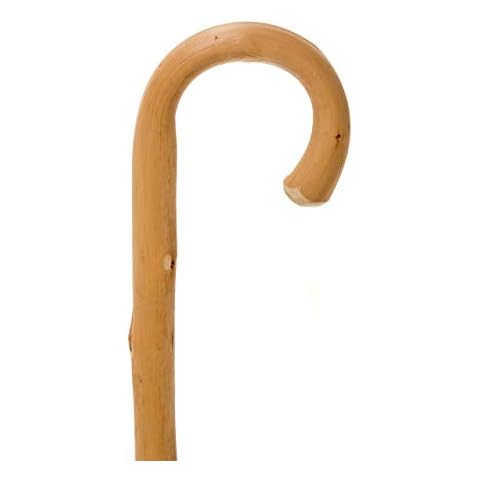 Traditional Chestnut Wooden Walking Stick with a Crook Handle and Ferrule NHS Style (965mm) Cover
