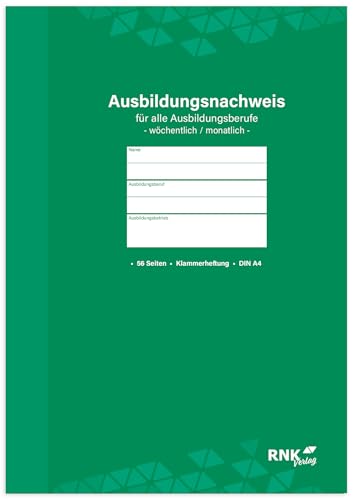 Preisvergleich Produktbild RNKVERLAG 5083 - Ausbildungsnachweisheft für alle Ausbildungsberufe, für wöchentliche oder monatliche Eintragungen, 1 Stück