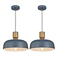 Darkaway Pendant Light Fixtures Ceiling Hanging with Hammered Metal Shade, Modern Pendant Light for Kitchen Island Lighting Hanging Lamp Adjustable Height, Medium 2 Pack
