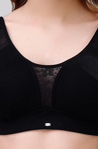 Image of SOIE Women's Full Coverage Minimizer Bra|Non Wired, Non Padded, Triple Layered Cups|Breathable Stretch Cotton with Lace & U-Back Support
