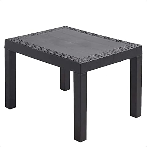 idooka Faux Small Rattan Side Table & Outdoor Coffee Table - Plastic Grey Garden Furniture Table Only with Wicker Effect, Perfect for the Balcony, Picnic, Backyard, and Patio, Easy Assembly Cover