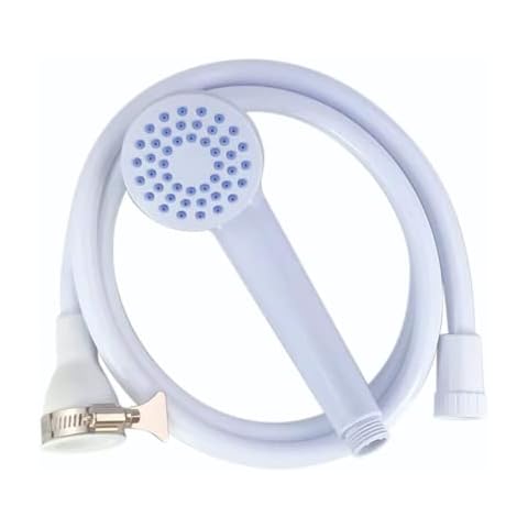 Blue Canyon Solo Plus Shower Head Spray| Bathroom Accessory| Premium Shower Attachment for Bath taps| Push-on-Fitting| Suitable for Round & Oval Taps| Shower Head for Bathroom| ~1.2 Meters| (White) Cover