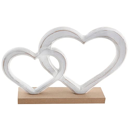 Centre de Table Mariage Coeurs en Bois Blanc et Naturel (x1) REF/6835