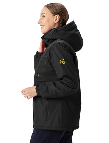 donhobo Damen Jacken Fleecejacke Winterjacke Wasserdicht Atmungsaktiv Verdickt Warm Winddicht Softshelljacke Outdoor Funktionsjacke (Schwarz, M)
