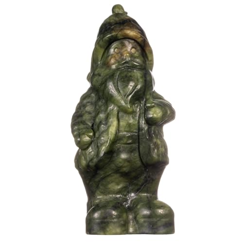Nupuyai 5" Green Jade Carved Crystal Stone Santa Claus Statue