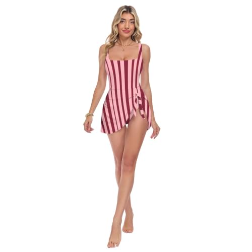 Maillot de bain une pièce bordeaux à rayures pour femme