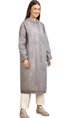 Image of Unisex Hooded Raincoat, Waterproof Long Rain Jacket, Multiple Colours, Reusable