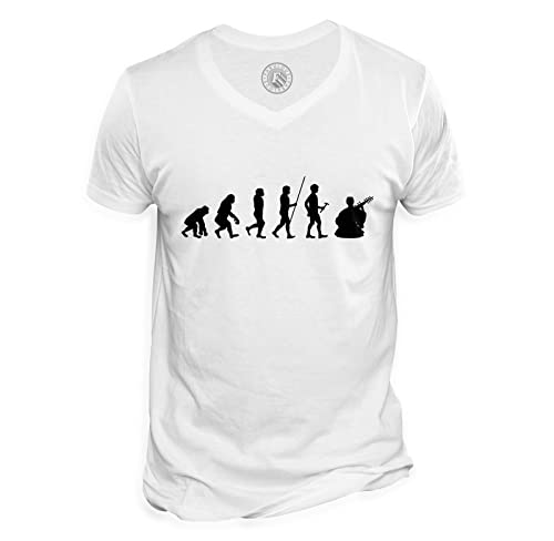 T-Shirt Homme Col V Coton Bio Evolution Sarod Inde Musique Instrument Vêtement original