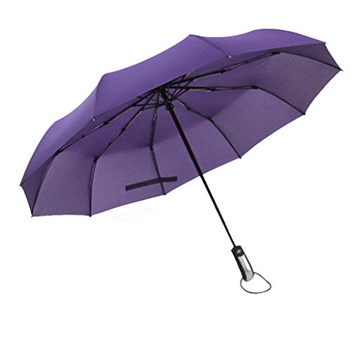 XLAHD Winddichter UV-Blocker-Reiseschirm, automatisch öffnender und schließender Klappschirm, Reiseschirm, geeignet für Outdoor-Aktivitäten, 1 Stück, lila Cover