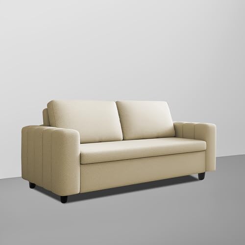 Image of Cisco 3 Seater Sofa Cum Bed for Living Room (Cream) Premium Fabric Sofa Cum Bed Sofa Set