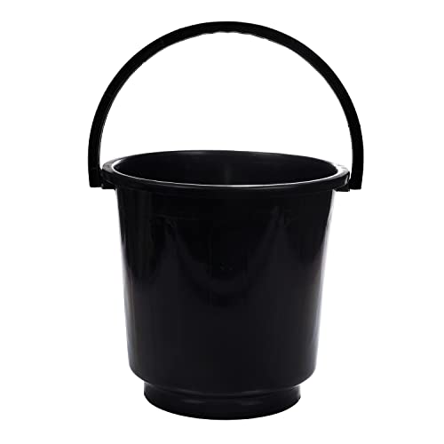 Image of Kuber Industries Plastic Bucket for Bathroom|Bucket for Bathing|Unbreakable with Handle|16 Liter (Black)