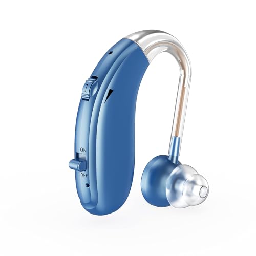 Image of Fastwell F27 Rechargeable Hearing Aids for Adults with Hearing Loss, 360 Degree Rotation Ear Hook, Digital Noise Reduction Ear Machine, Single Ear (Blue) 1-Year Warranty